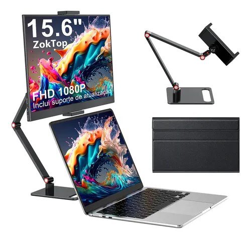 Monitor Portátil ZokTop 15.6" Full HD IPS com VESA e Suporte Ajustável