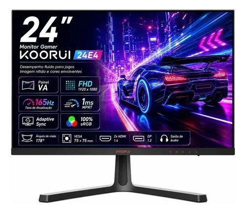 Monitor Gamer Koorui 24e4 23,8inch Va Fhd 1920x1080 165hz Cor Preto