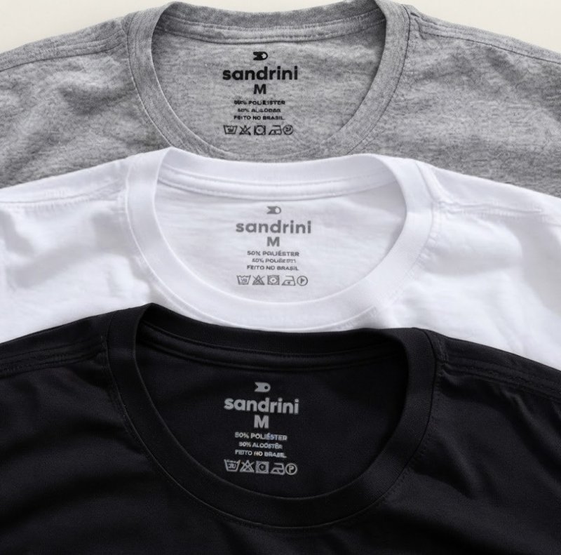 Kit 3 Camisetas Algodão Dia Dia Sandrini Básica Conforto (P ao GG)