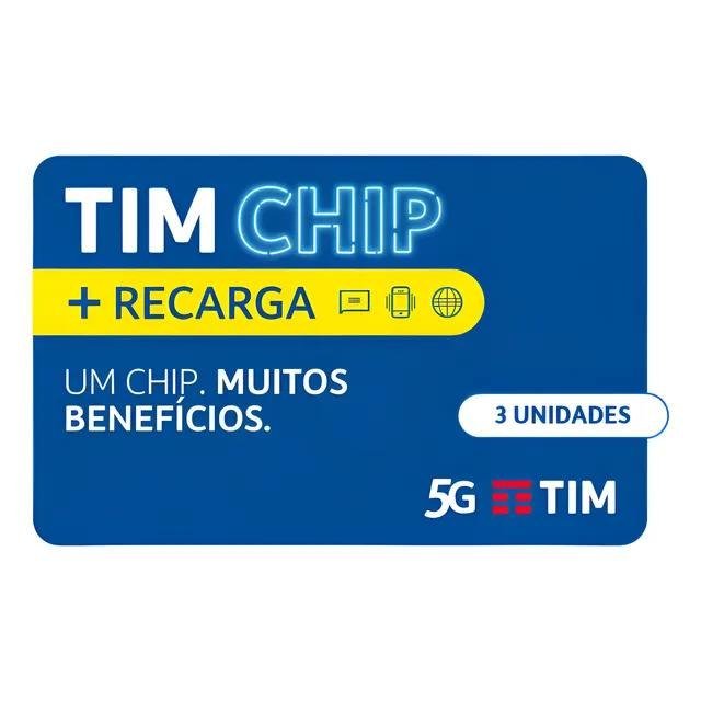 Tim Chip Kit 3 Unidades Com Recarga 3 Em 1