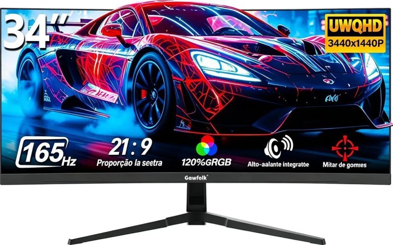 Gawfolk Monitor Gamer Ultrawide 34" IPS 165Hz