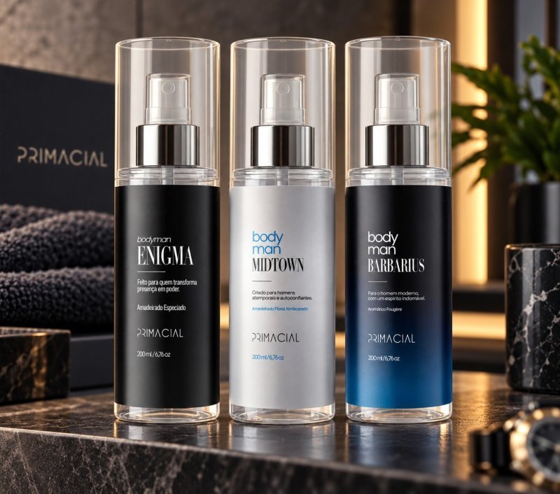 Kit Body Splash Masculino Barbarius + Enigma + Midtown 200ml