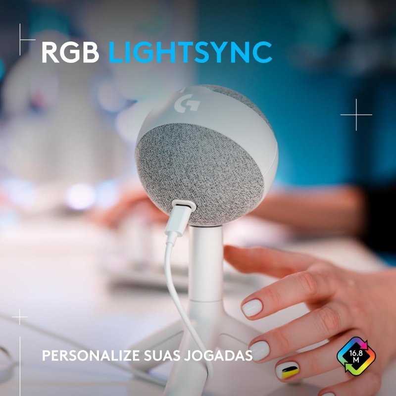Microfone Condensador Gamer Logitech G Yeti Orb com RGB LIGHTSYNC