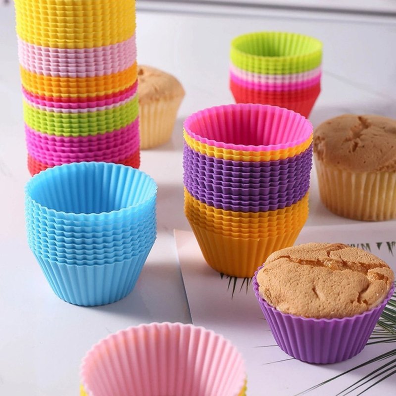 Kit com 12 Formas de Silicone Redondas para Cupcake – 7 cm de Diâmetro