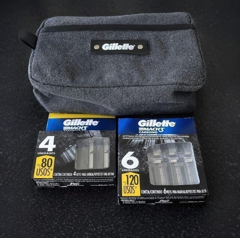 Kit Gillette Mach3 10 Cargas Carbono + Necessaire + Frete Grátis