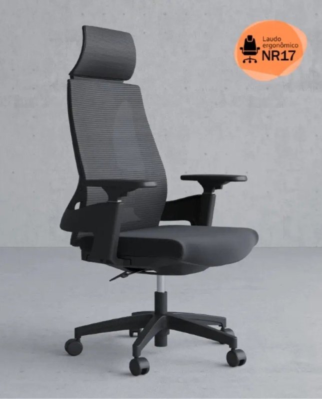 Cadeira De Escritório Presidente NR17 HomeNow Ergonômica Premium Toledo Cor Preto + Frete Grátis