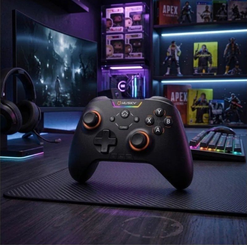 Controle Sem Fio Husky Hunter RGB para PC/Android/iOS – Preto