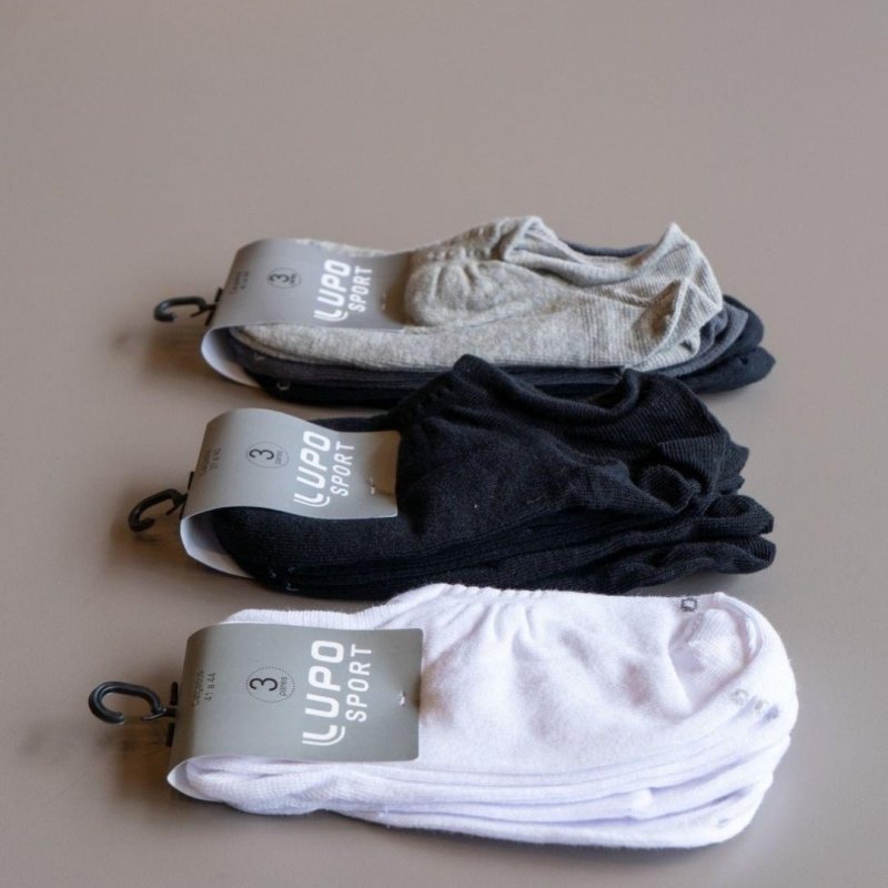 Kit 6 Pares Meias Soquete Invisível Lupo Algodão Unissex