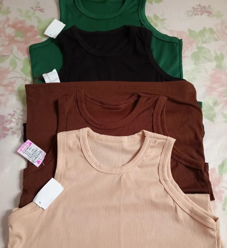 Kit 4 Blusinhas Regata Canelada