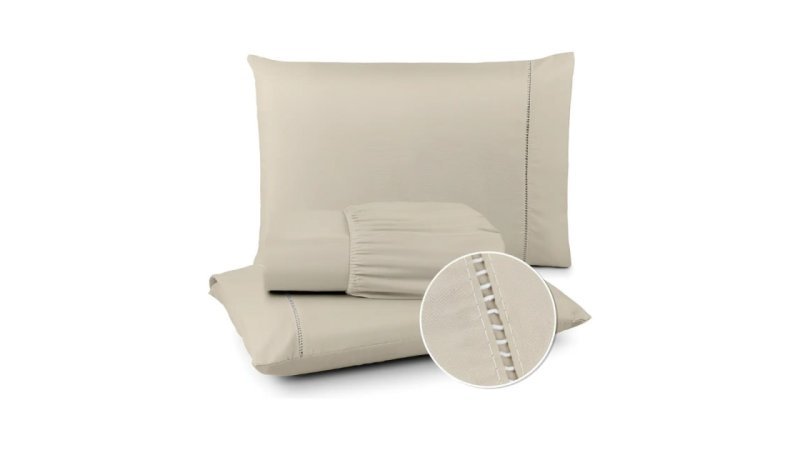 Jogo De Lençol 400 Fios Ponto Palito Cama Queen 03 Peças