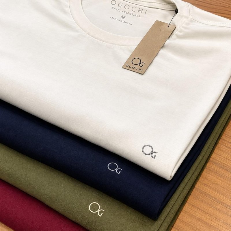 Camiseta Masculina Básica Slim Algodão - Várias Cores Ogochi