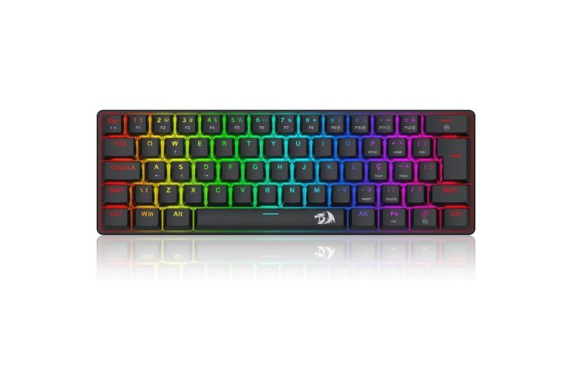 Teclado Mecânico Gamer Redragon Jax Iluminação Rainbow Preto 60% Switch Marrom K613-KB PT-BROWN