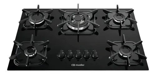 Cooktop Mueller 5 Bocas Preto Com Queimador Tripla Chama G5