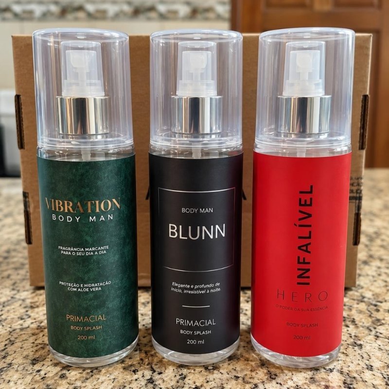 Kit Body Splash Masculino Vibration + Blunn + Infalível Fero