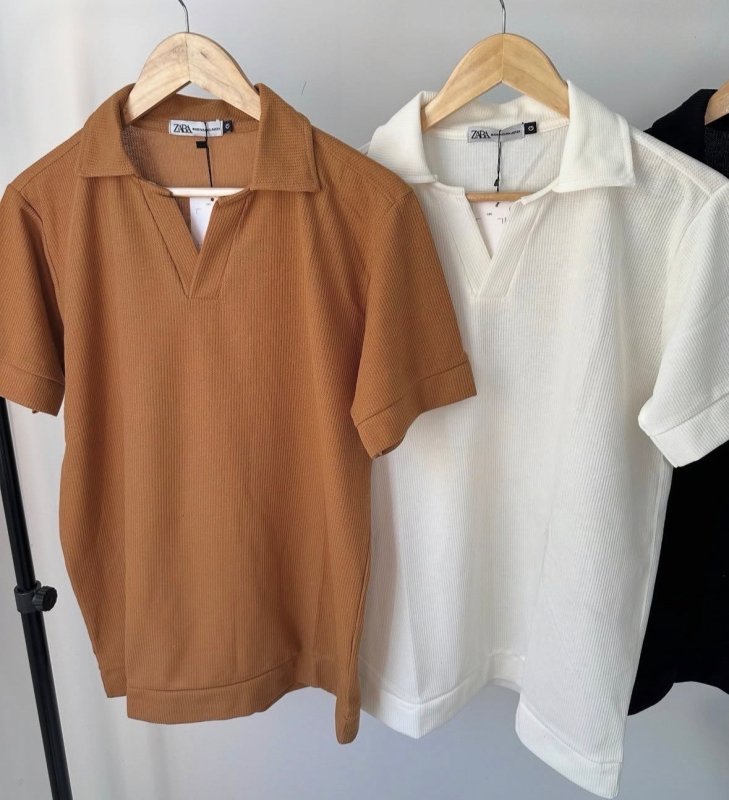 Camisa Camiseta Polo Masculina Texturizada Sem Botão