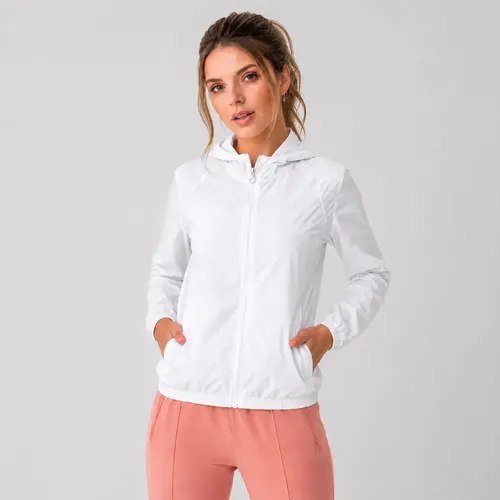 Jaqueta Feminina Iz Corta Vento Ultra Leve Com Capuz 2026 Branco M Liso