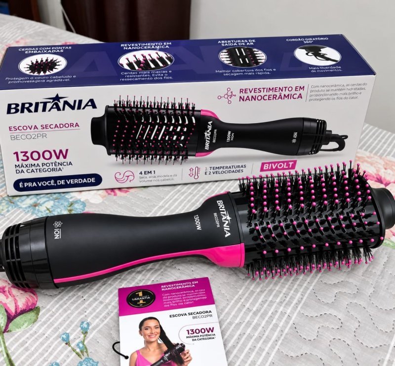 Escova Secadora Britânia 4 Em 1 Bivolt 1300w