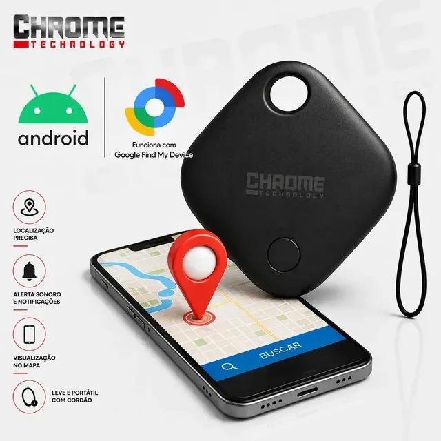 Mini Localizador Rastreador Smart Tag GPS com Cordão Chaveiro Preto