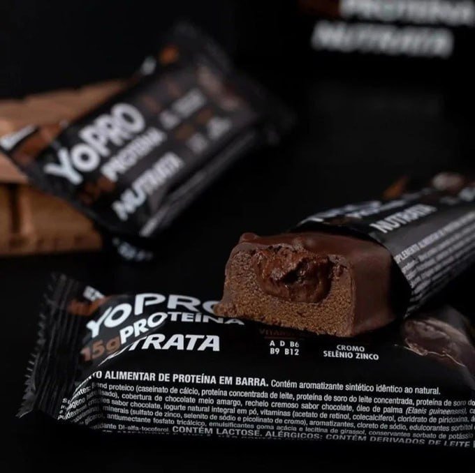 12 Barras de Proteína Yopro 55g Nutrata Sabor Chocolate
