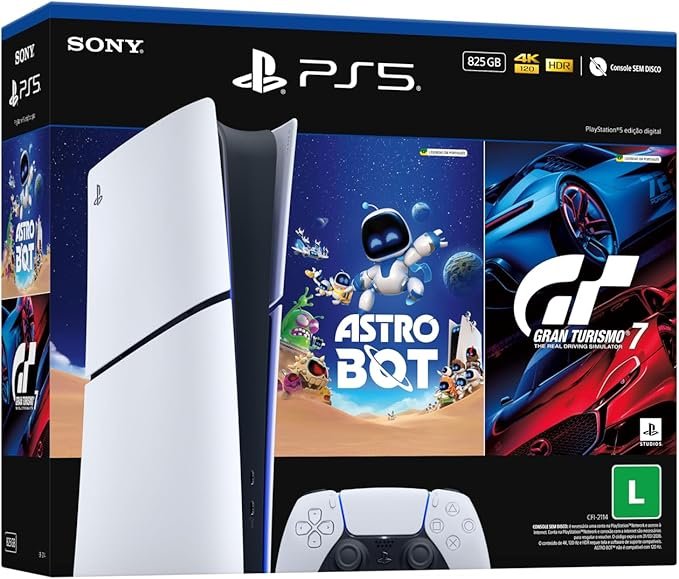 PlayStation®5 Slim Digital 825Gb Pacote Astro Bot e Gran Turismo 7