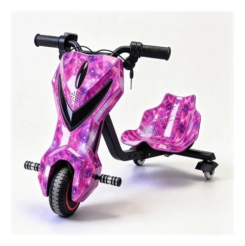 Triciclo Patinete Elétrico Drift Bluetooth Led 6,5'' 90kg Lilás E Rosa