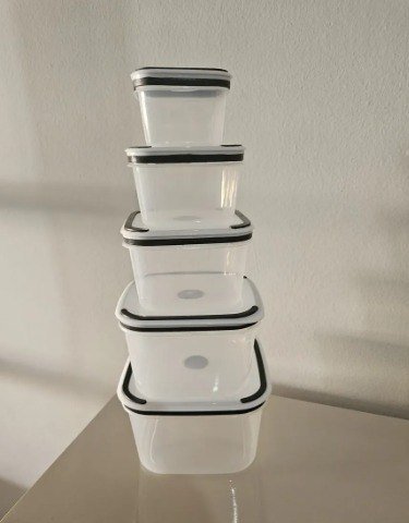 Kit 5 Potes Herméticos Com Tampas De Vedação Para Frezzer E Micro-ondas Quadrado - Aero Home