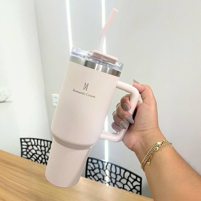 Copo Térmico Gigante 1,2L Inox Com Tampa E Canudo