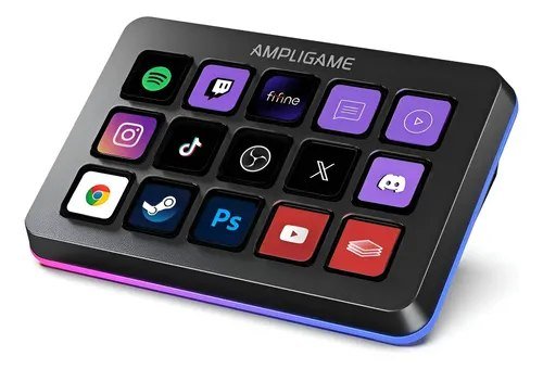 Controlador de transmissão Fifine Ampligame D6 15 teclas programáveis preto