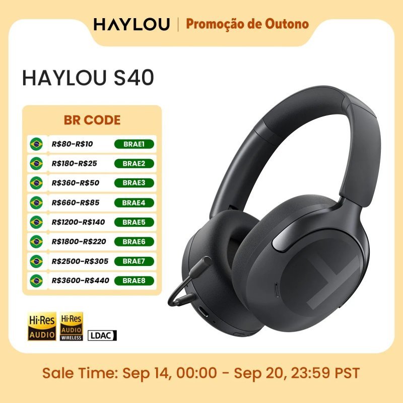 HEADPHONE HAYLOU S40 (BT 6.0) (LDAC) (DUAL DRIVER)