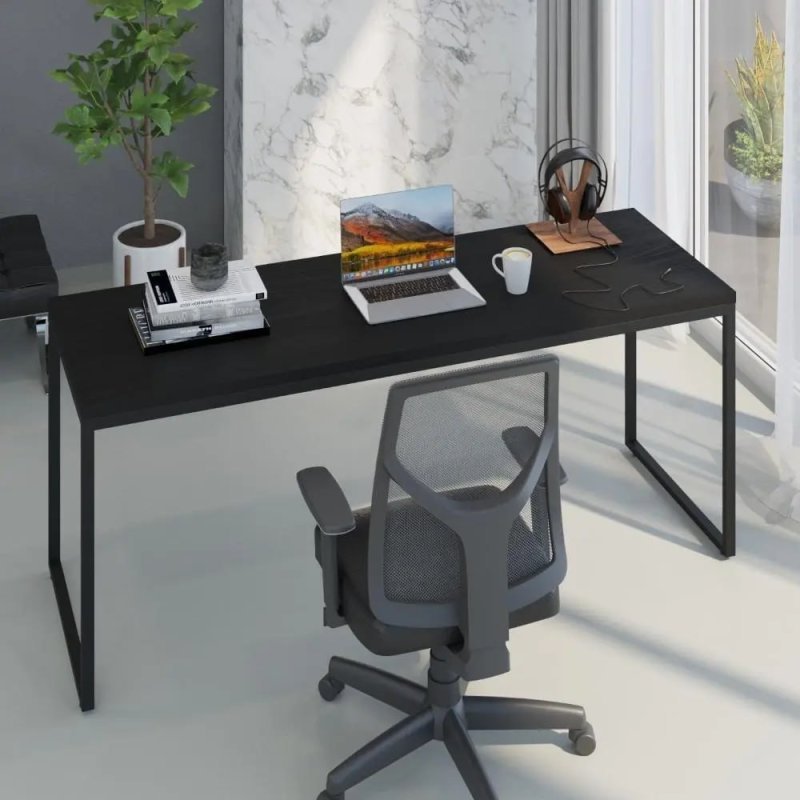 Mesa Para Escritório Diretor 1,80m Dynamica Cor Preto Ônix / Est.Preta