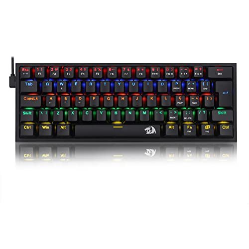 Redragon TECLADO MECANICO GAMER FIZZ RAINBOW PRETO SWITCH AZUL