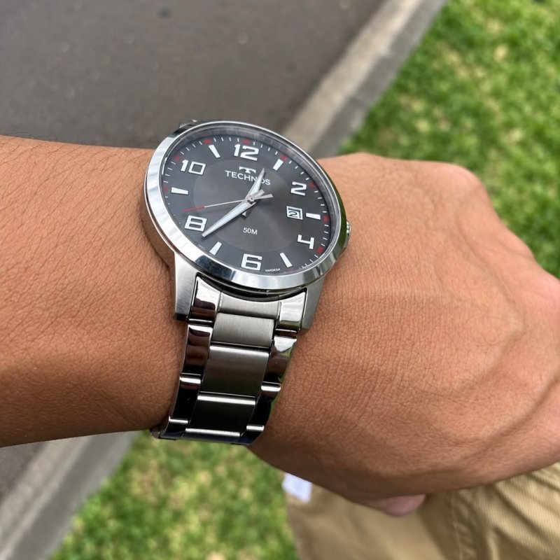 Relógio Masculino Technos Racer Analógico Prata Prateado Cinza + Frete Grátis
