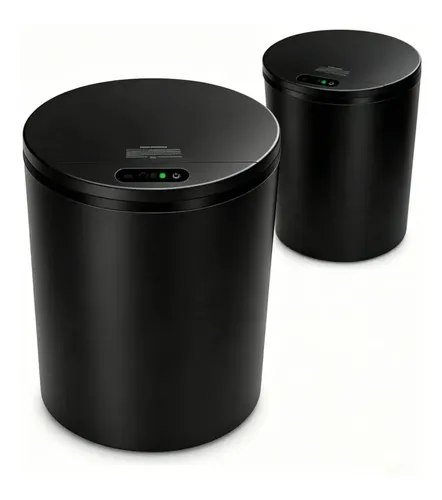 Lixeira Redonda Preta Inteligente 16L Automática com Sensor para Banheiro e Cozinha