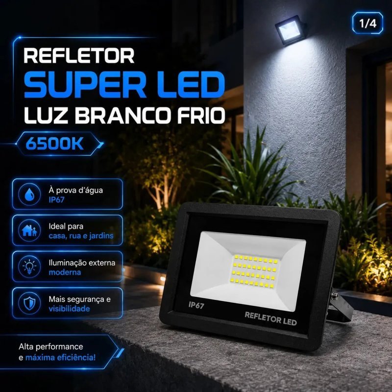 Kit 8x Refletores Super Led 200w Holofote Bivolt Ip67 Prova D'água Branco Frio 6500k