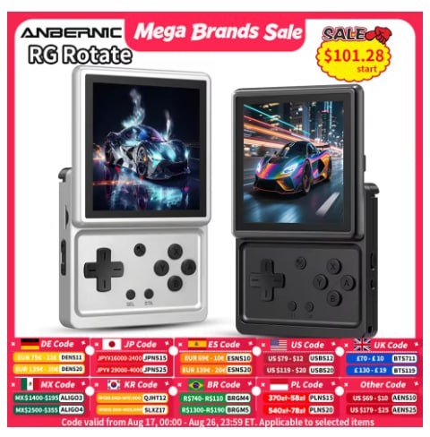 Console de Jogos Portátil Anbernic RG Rotate com Tela Rotativa IPS de 3.5"