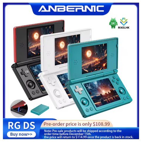 Console de Jogos Portátil Anbernic RG DS com Tela IPS de 4 Polegadas, Android, Bateria de 4000mAh