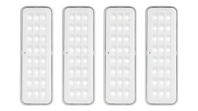 Kit 04 luminárias de emergência 30 leds Elgin 6500k cinza
