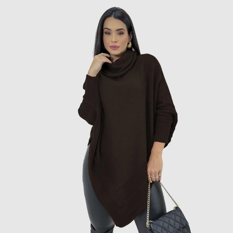 Blusa Poncho Tricot Alongado