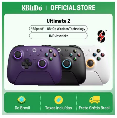 Controle Sem Fio 8BitDo Ultimate 2 para PC e Android com Joysticks TMR