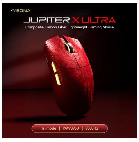 Mouse Gamer Sem Fio KYSONA Jupiter X Ultra PAW3950 8000Hz
