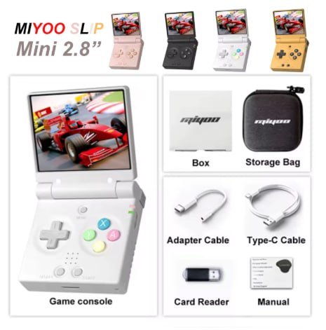 Portátil MIYOO Mini Flip com Nova Tela IPS de 2.8'' e Emulador de Jogos Clássicos