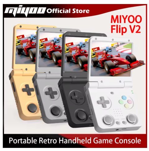 Portátil Retro MIYOO Flip V2 com Tela IPS de 3.5'' e Dobradiça de Metal
