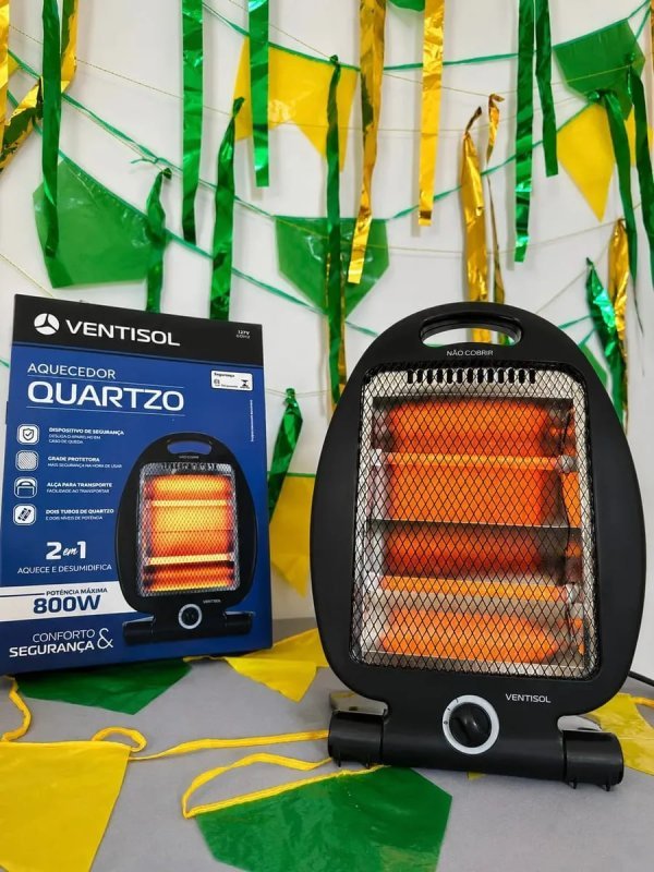 Aquecedor Elétrico Quartzo Doméstico 800W Ventisol Preto