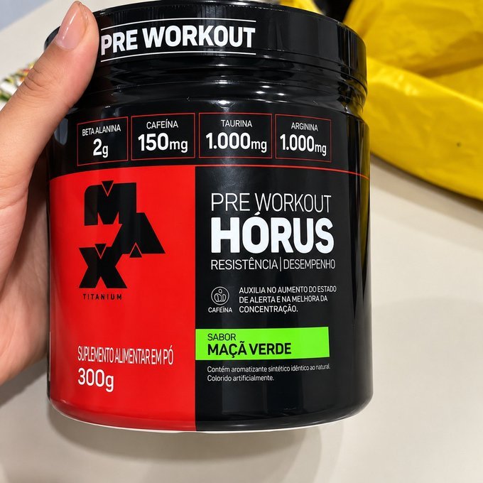 Pré Treino Hórus Max Titanium 300g Sabor Maçã Verde + Frete Grátis