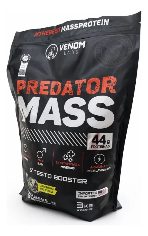Hipercalórico Predator Mass 3kg (44g Proteínas) Venom Labs Sabor Chocolate ao Leite