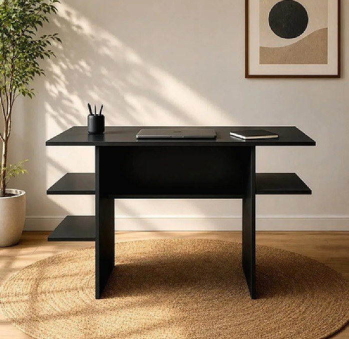 Mesa De Estudo Em Mdp Para Notebook Com Nichos E Prateleiras + Frete Grátis
