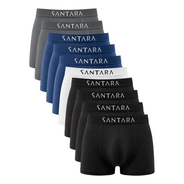 Kit Com 10 Cuecas Boxer Microfibra Sem Costura Santara