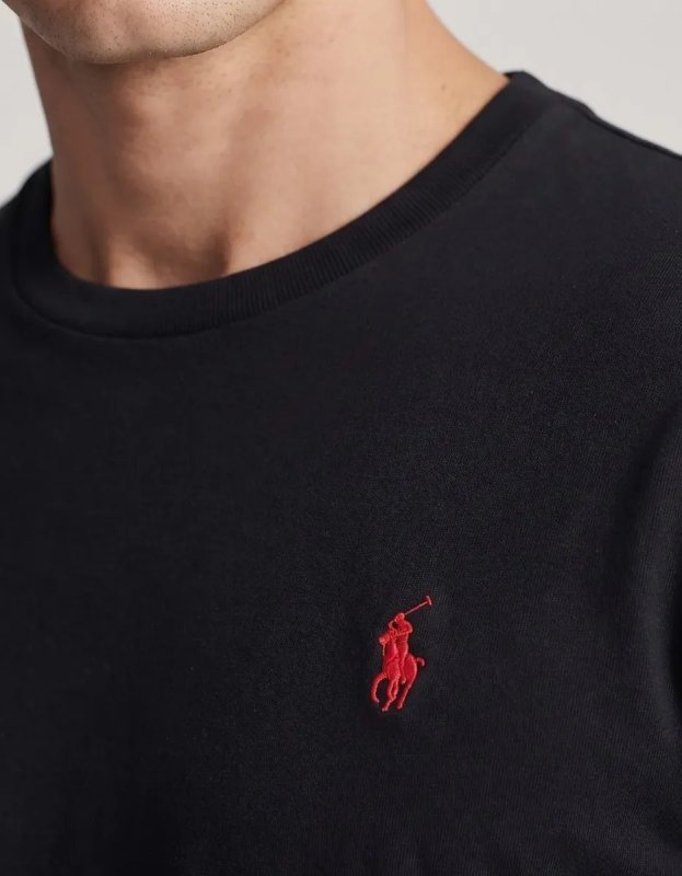 Camiseta Ralph Lauren Preta Básica Masculina Lisa Algodão