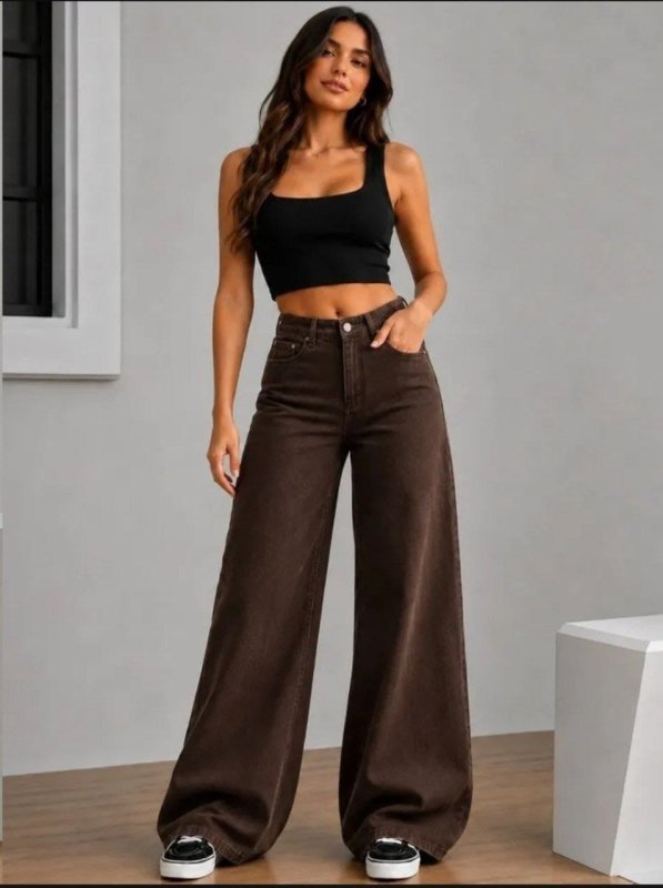 Calça Wide Leg Barra Larga Estilo Ouver