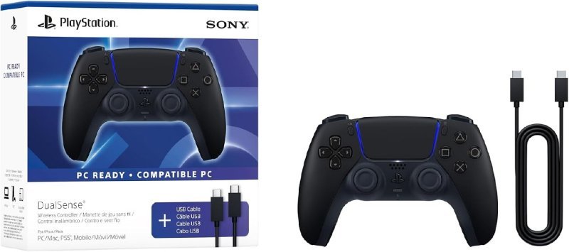 Controle sem fio PlayStation DualSense Midnight Black + Cabo USB para PC + Frete Grátis